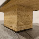 Vintage travertine and brass coffee table by Fedam, 1970s