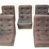 1980s Leather Modular Five Seater Sofa