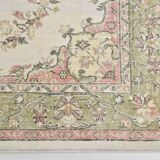 Beige & Green Vintage Persian Rug, Soft Palette Rug, 204x320 Cm