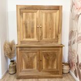 Antique two-body buffet in solid wood (restored)