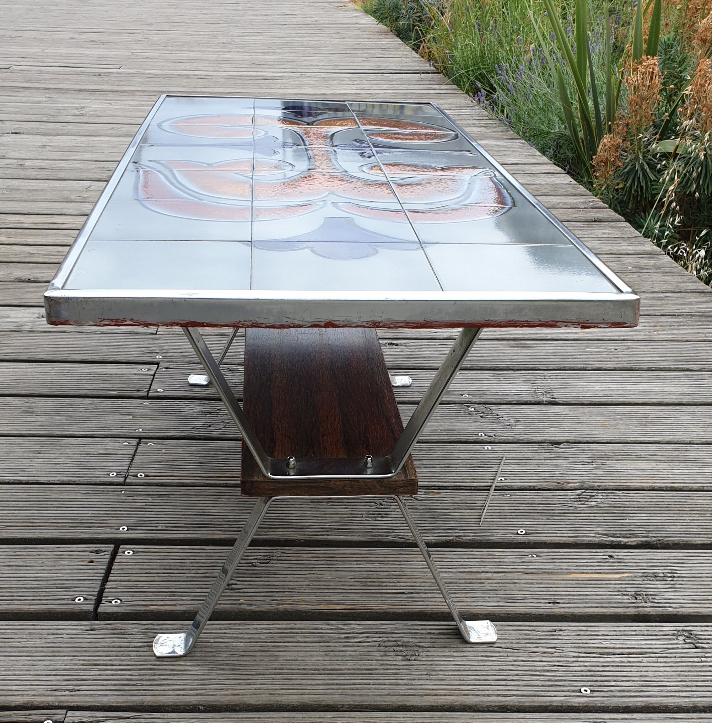 Table basse carrelee design 1960 signed