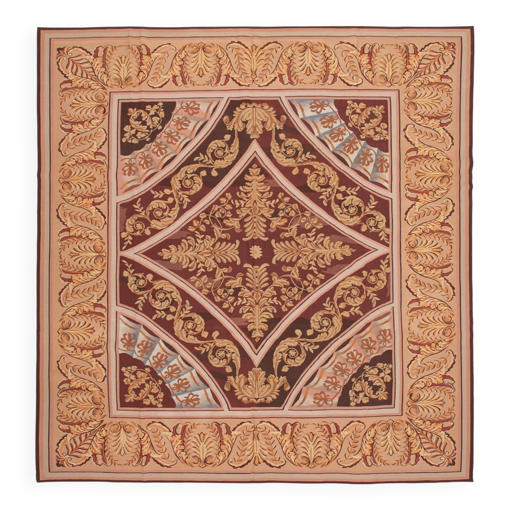 Handmade European Vintage Aubusson Kilim 363 cm x 384 cm