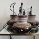 Trio of ceramic pendant lights, 1970s
