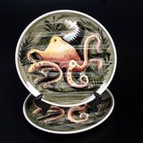 Fish and shellfish plates ceramic Italy vintage 1970 x8