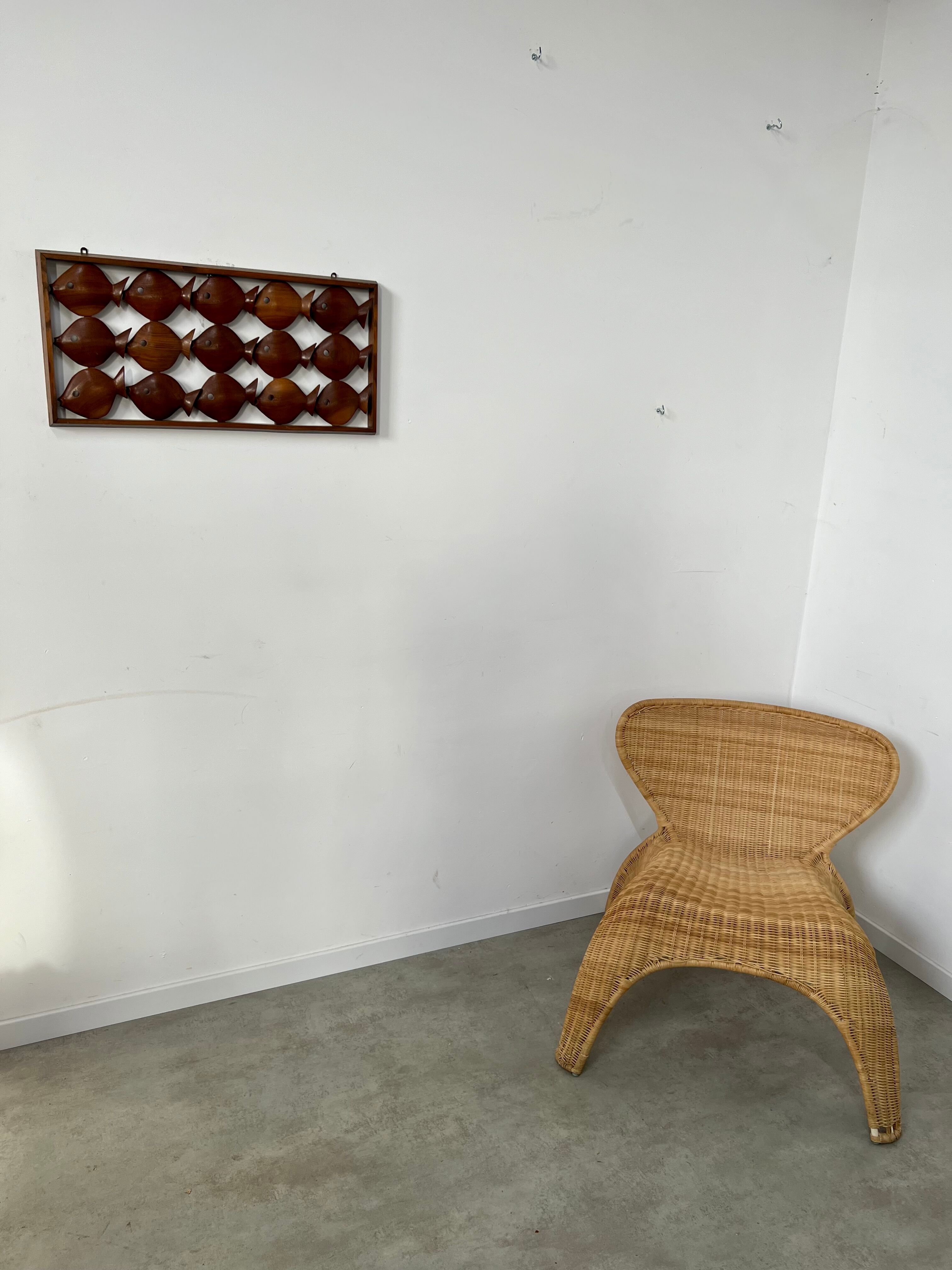 Old teak frame "fish" Scandinavian design of the 60s vintage decoration