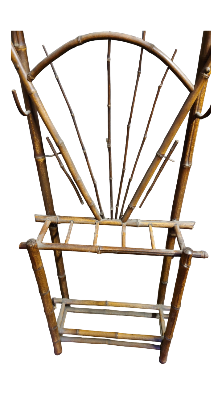Bamboo coat rack with late nineteenth mirror