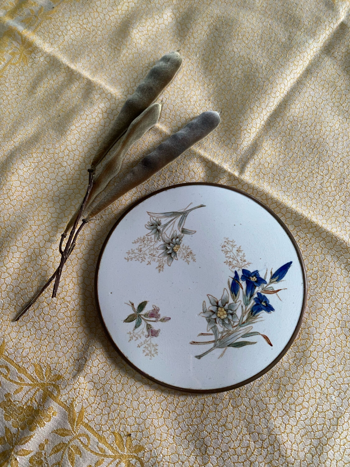 Ancient ceramic platter and bottle coaster