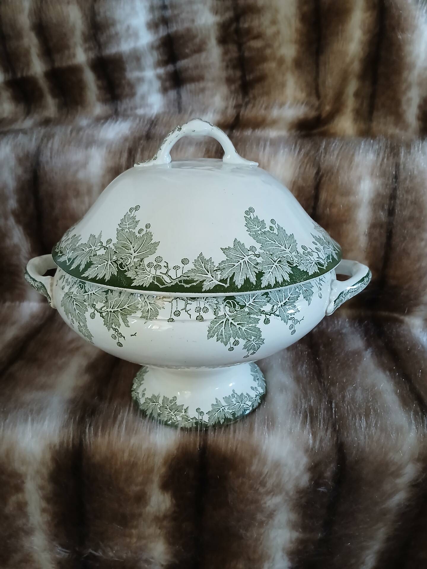 Small antique soup tureen in ironstone
