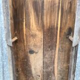 Antique farmhouse table in solid oak with tapered legs and 1 drawer at the end.