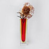 Red and yellow cubic Sommerso vase by Seguso, Murano, Italy, 1970