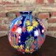 Art Deco style ball vase in glazed earthenware Jungle decoration Diameter 25 cm