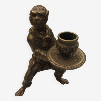 bougeoir bronze XIX eme singe savant