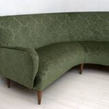 Mid-Century Modern Italian Damask Velvet Corner Sofa, 1950s