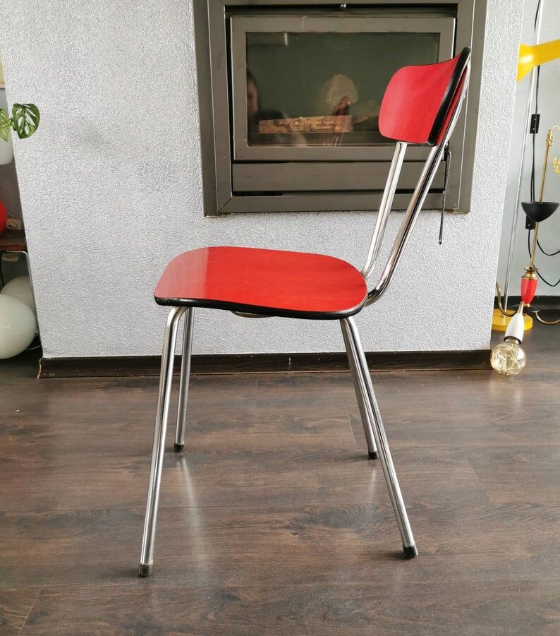 Chaise vintage rouge Formica 1970
