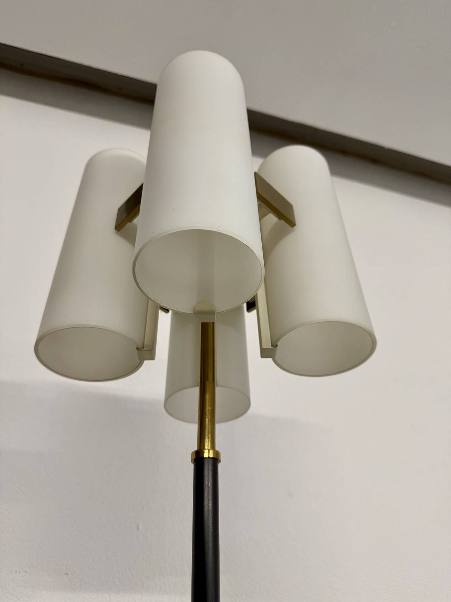 Vintage 1960s Arlus France brass four-light lamp post.