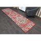 1970s Turkish Oushak Handmade Wool Cotton Red Runner Rug 86x344