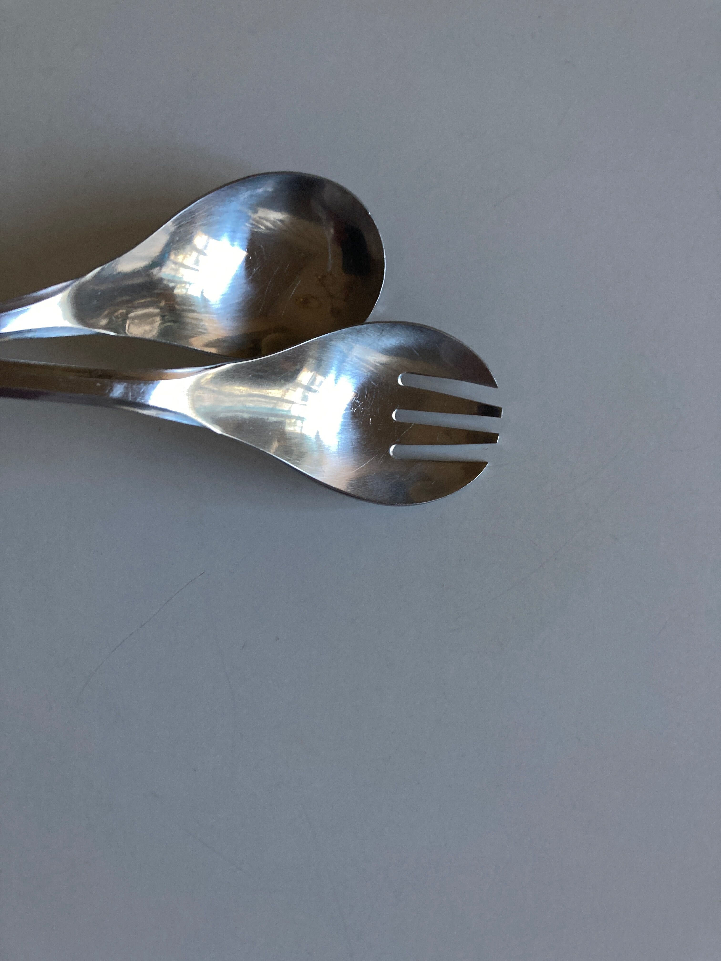 Salad cutlery 1970 brushed stainless Vieux Paris