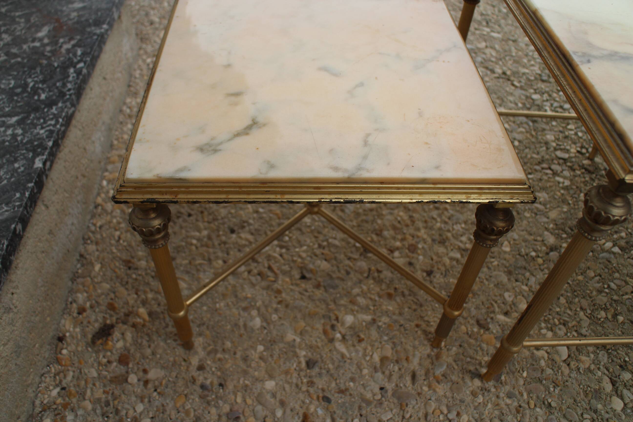 brass and onyx nesting table