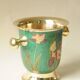 Champagne Bucket / Vintage Ice Bucket in Enamelled Brass with Flower Design