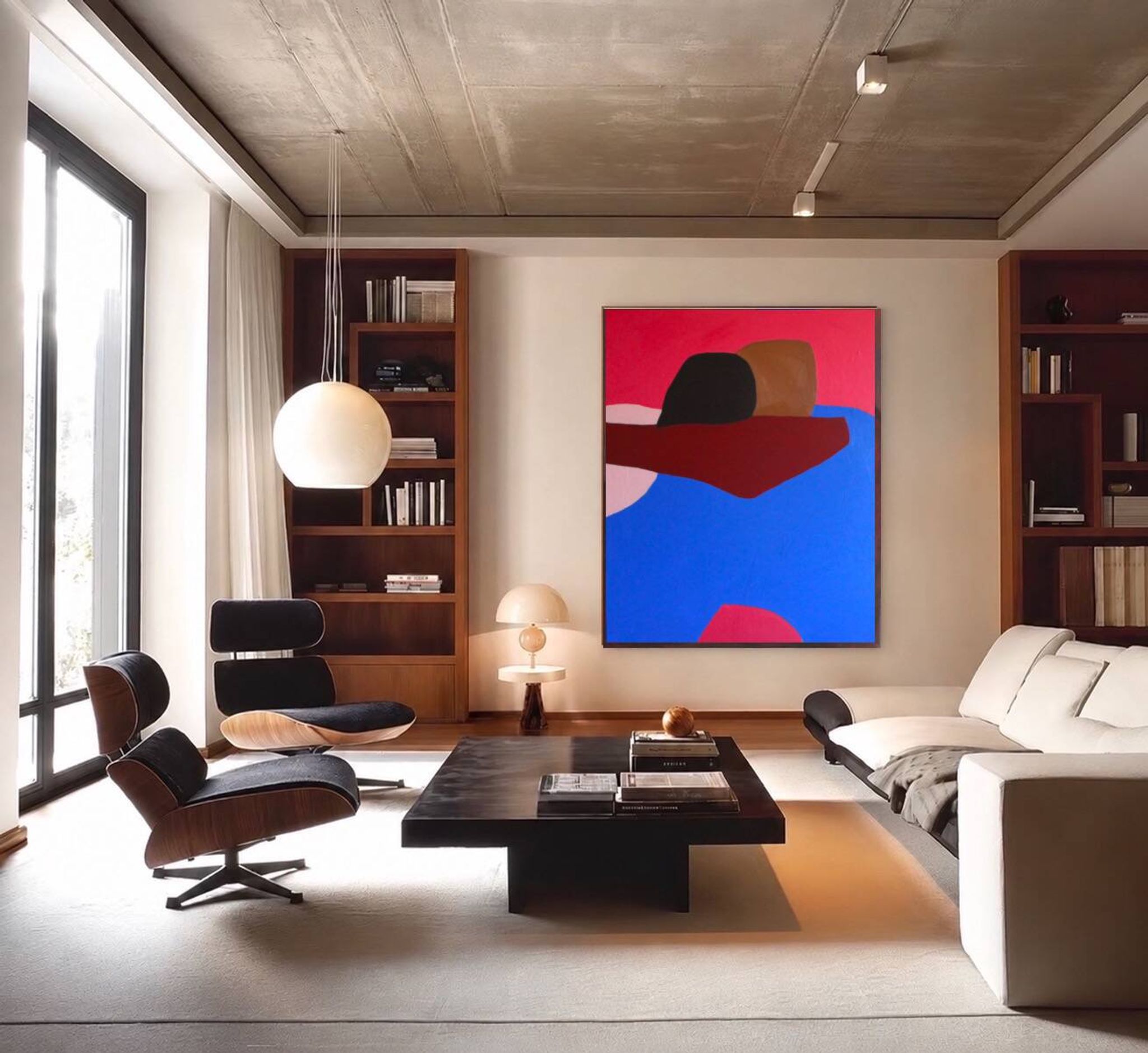 Minimalist canvas couple embraced "a hug" signed Bodasca