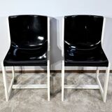 Pair of Lacquered Wooden chairs, signed P.Gautier -1960