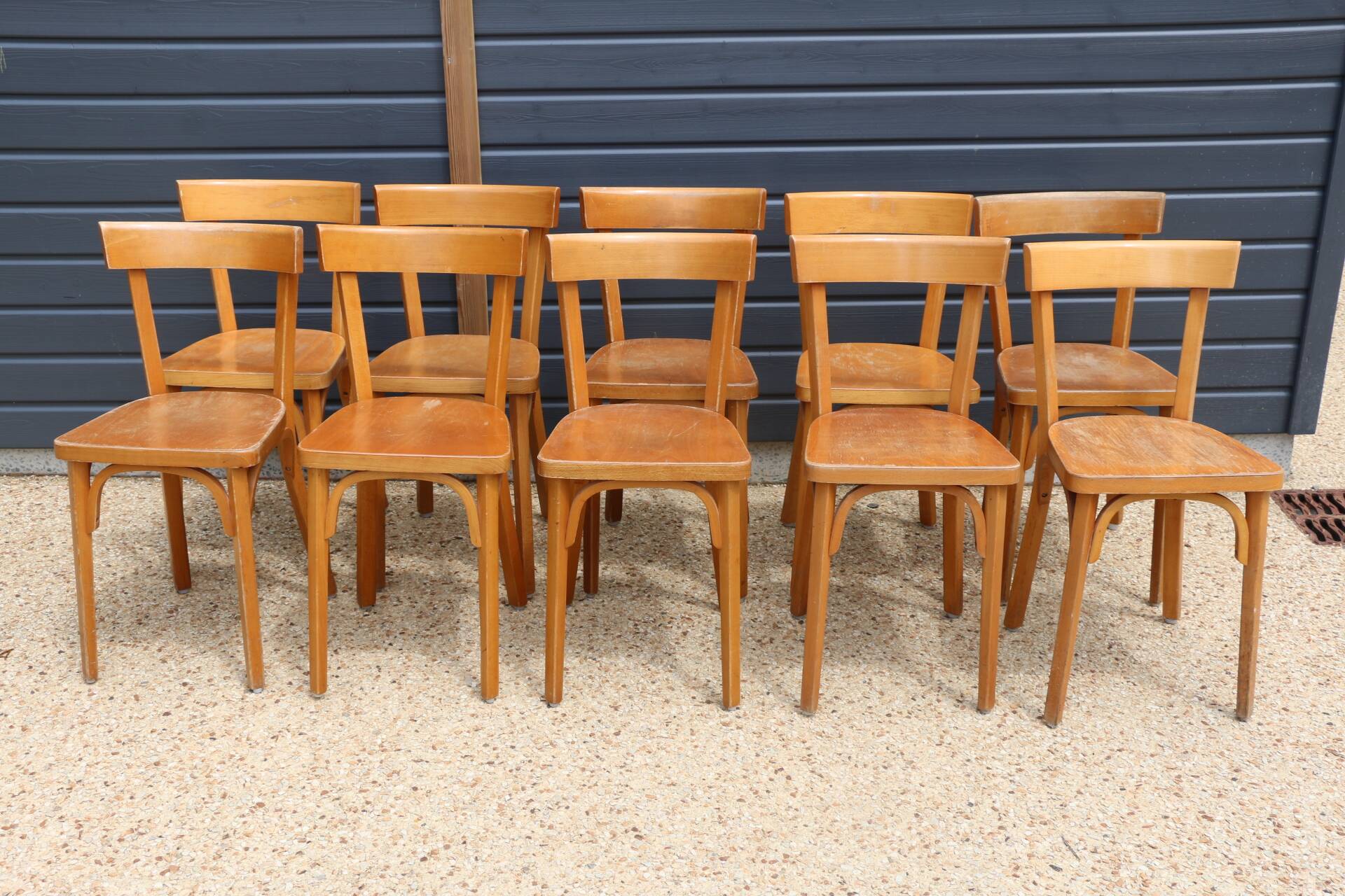 10 BAUMANN chairs N°18 light beech
