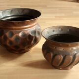 Set of 2 copper planters, vintage from the 60s