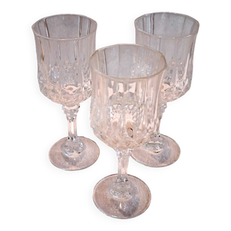 3 large crystal wine glasses in good condition