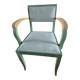 Vintage green bridge armchair with Vichy fabric