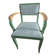 Vintage green bridge armchair with Vichy fabric