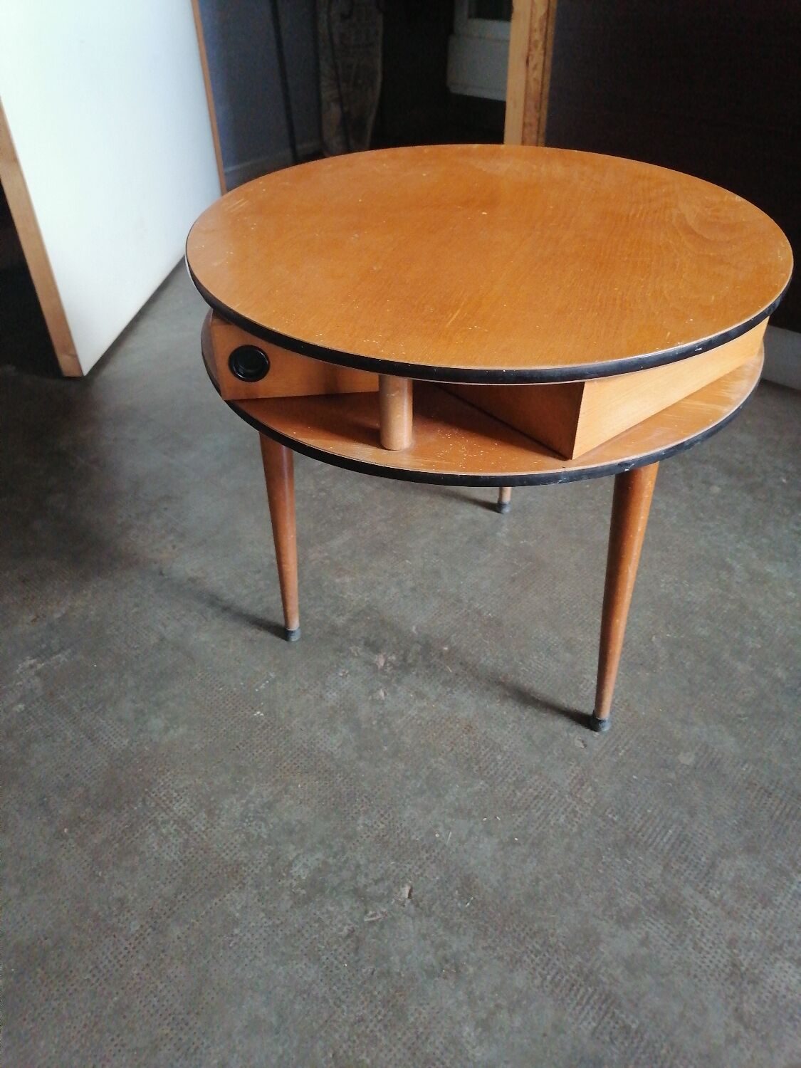 Side table, round work table in Scandinavian style, 1960.