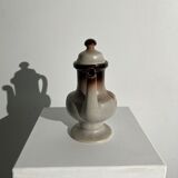 Vintage stoneware teapot with flower and fruit patterns