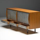 Mid-Century Modern Sideboard with Hammered Metal Façade, France, 1960s