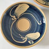 Pair of handcrafted bowls by Le Fer Rouge with blue and beige decor