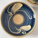 Pair of handcrafted bowls by Le Fer Rouge with blue and beige decor
