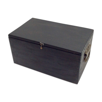 Vintage box skate in wooden black with two handles dimension: height -16.5cm- width -33.5c