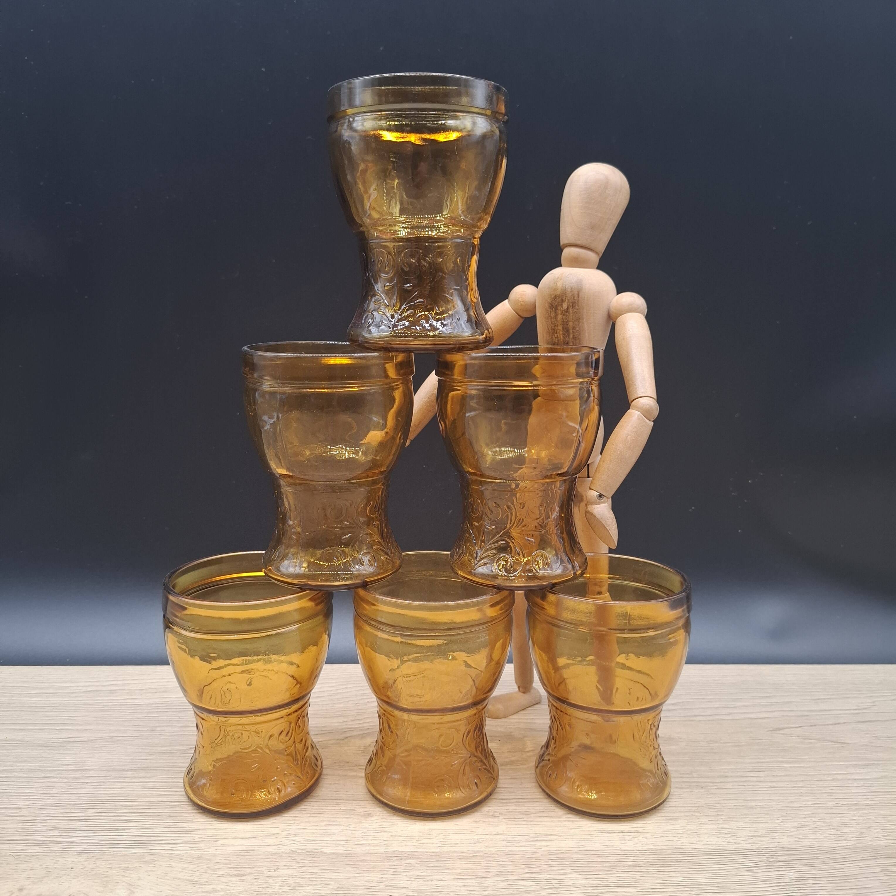 Set of 6 Italian amber glasses