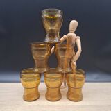 Set of 6 Italian amber glasses