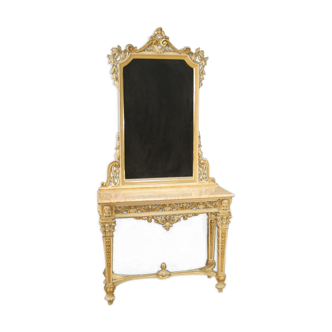 Italian lacquered and gilded dressing table with mirror in Louis XVI style