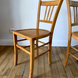 Set of 5 Luterma light blond wood bistro chairs from the 50s