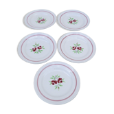 Ensemble de 5 assiettes à dessert  motifs fleurs