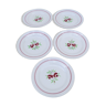 Set of 5 flower patterned dessert plates