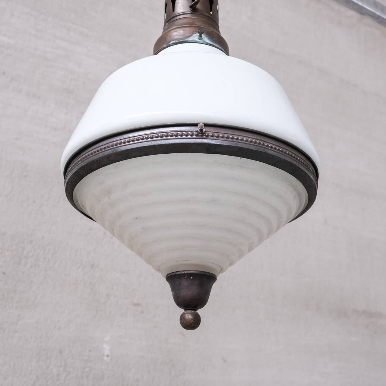 Antique french two tone glass pendant light