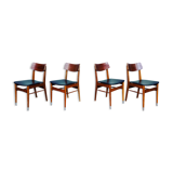 Series of 4 Scandinavian chairs in vintage teak 1960