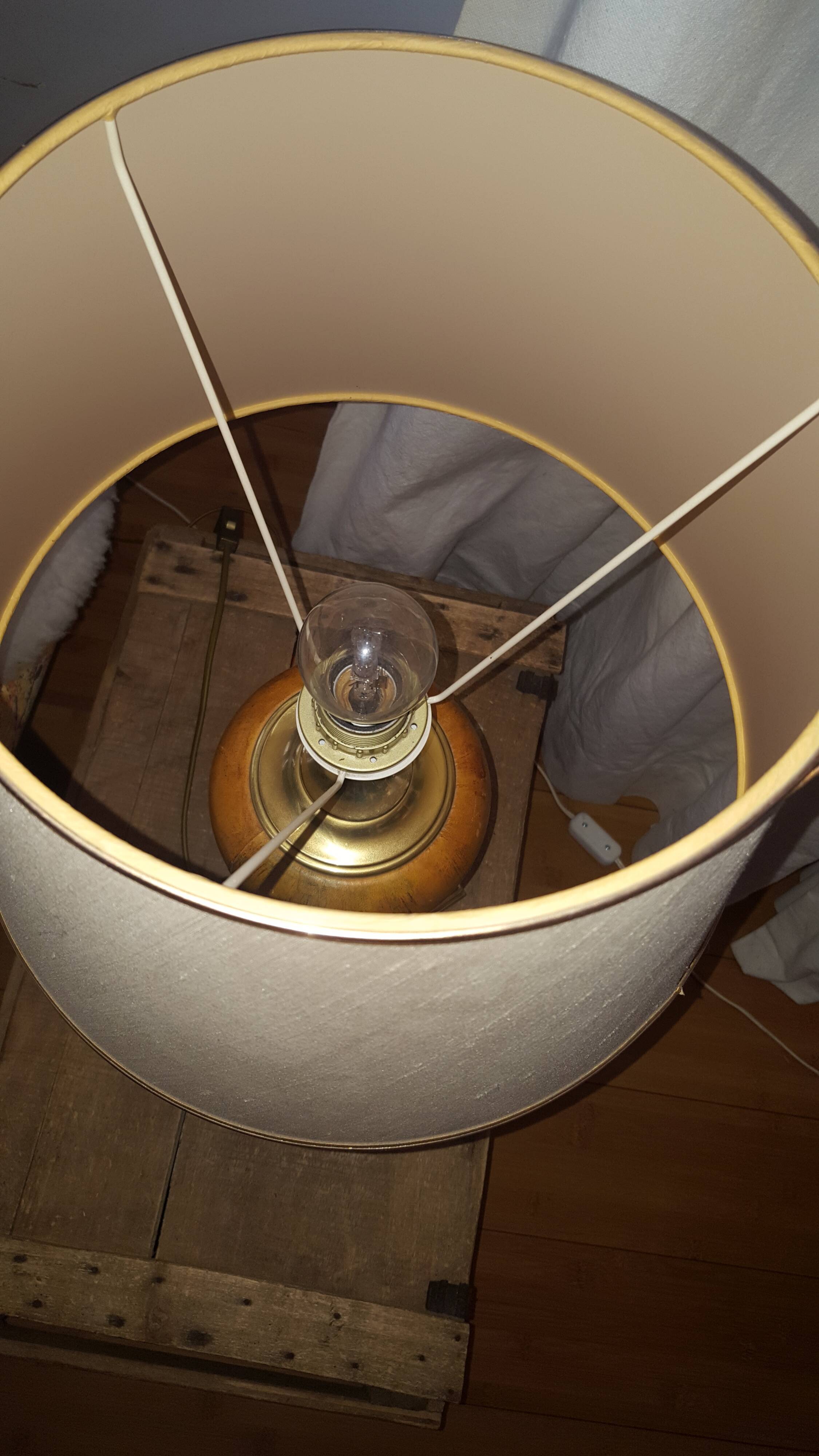 Lamp  dolphin, leather and brass