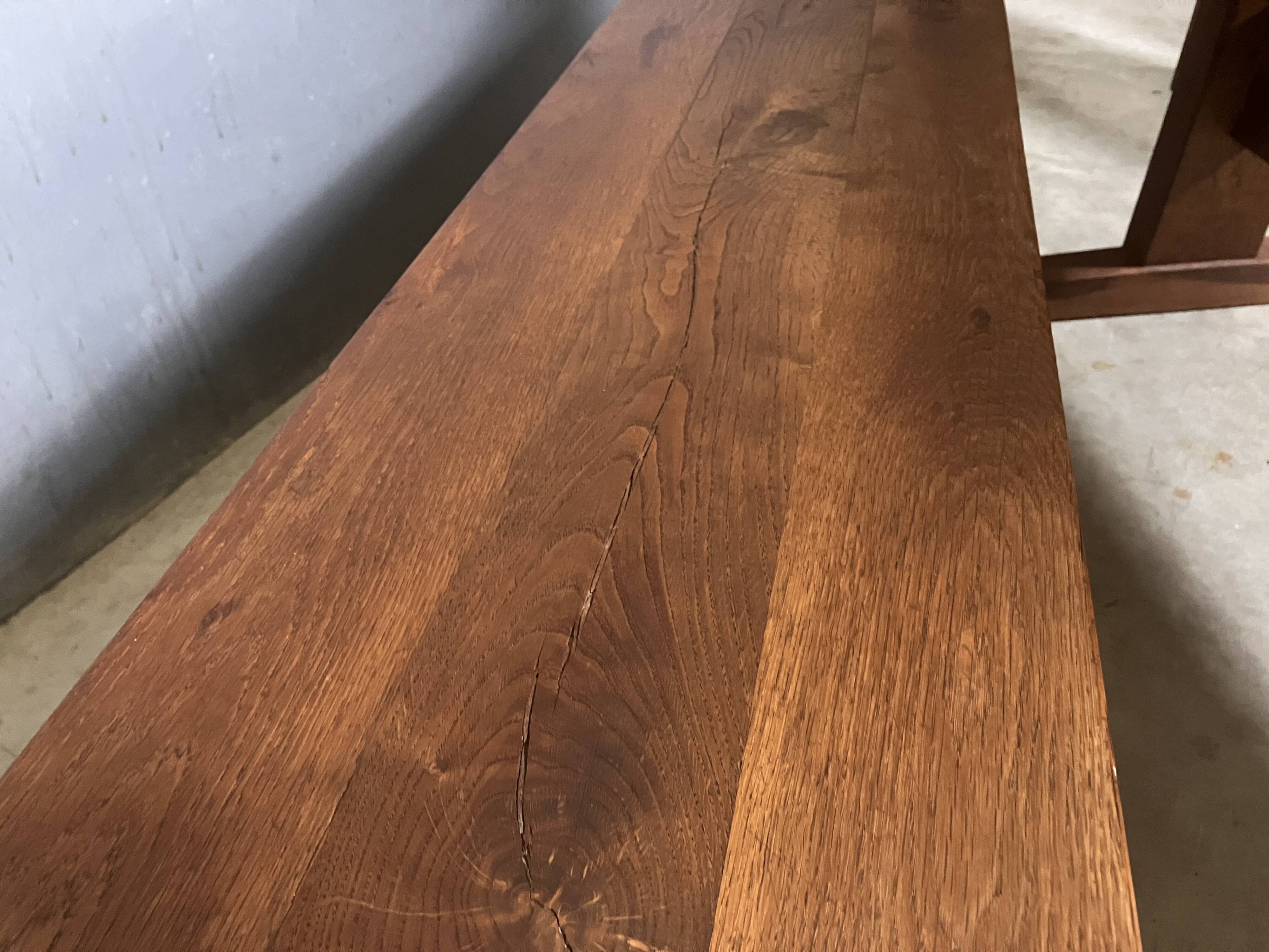 Oak dining table with 2 benches Minimalist Brutalist Wabi Sabi
