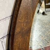 Oval beveled wooden mirror, 93x54 cm