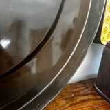 Vintage round mirror from the 70s, smoked brown plastic