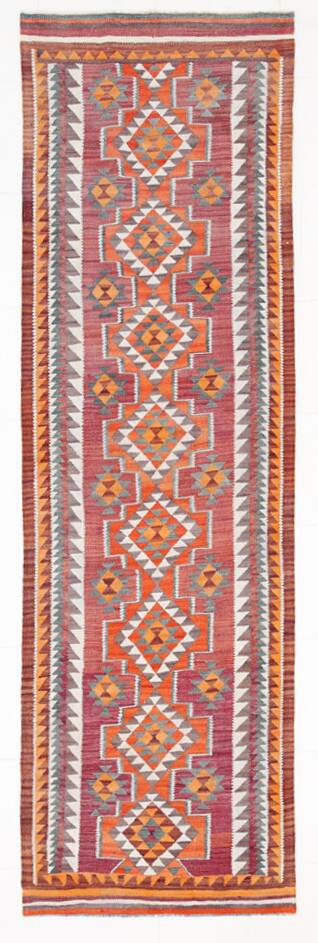 Vintage Burgundy Persian Kilim Runner Rug,, 98x235Cm
