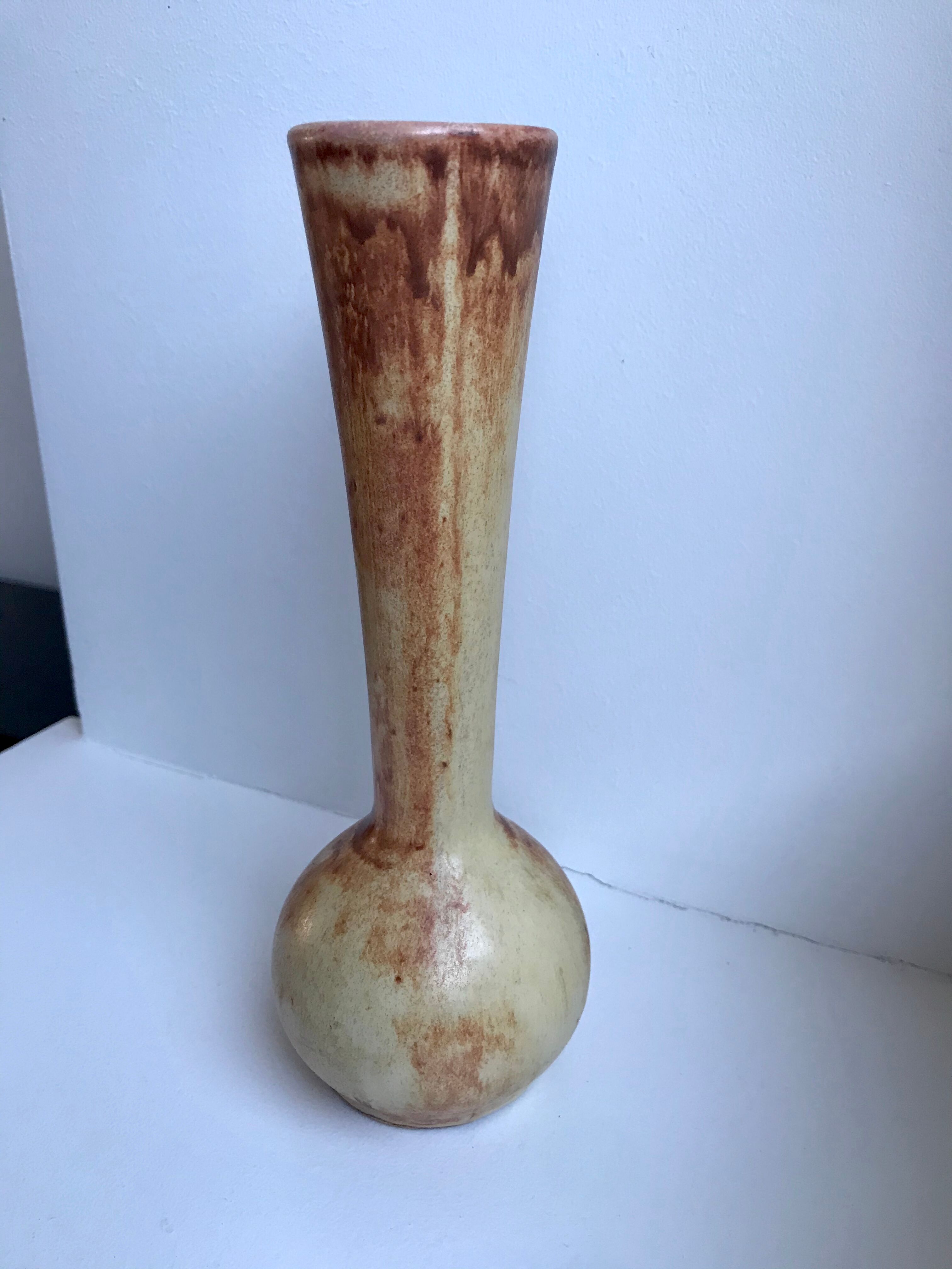 Ceramic soliflore vase signed fpp vallauris 70s